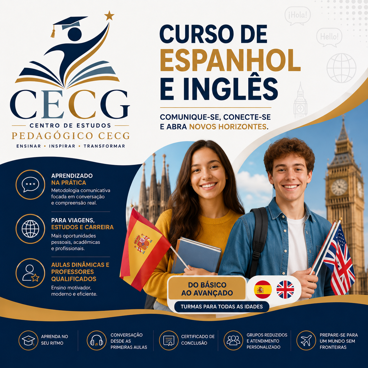 Curso de Espanhol e Inglês em BH
